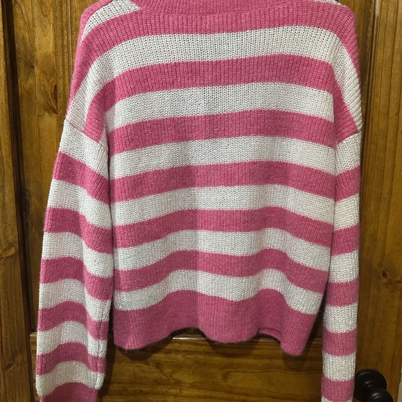 ON SASS Pink and White Striped Cardigan - Picture 3 of 4